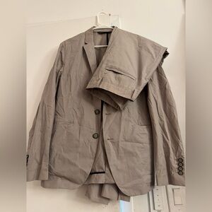 Zara Men's Ivory Two Piece Light Set 100%cotton   Jacket 40  and Pants 31